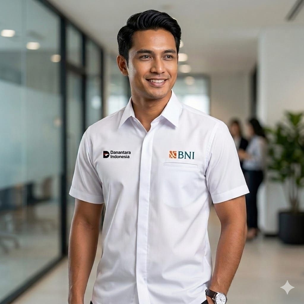 Kemeja Danantara BNI Unisex Seragam Kantor BNI Formal Casual Modern