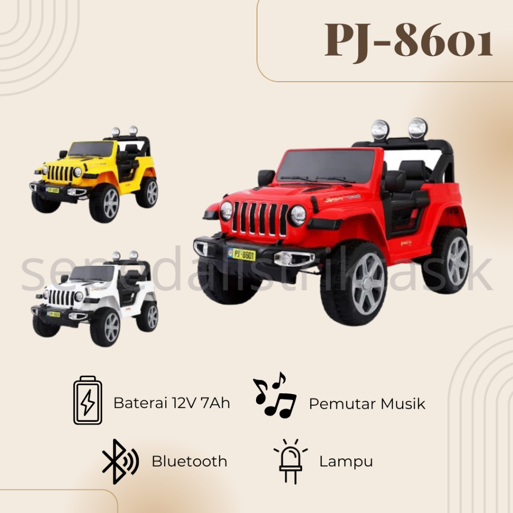 Mobil Aki Mainan Anak Jeep Rubicon PACIFIC PJ8601 PJ-8601