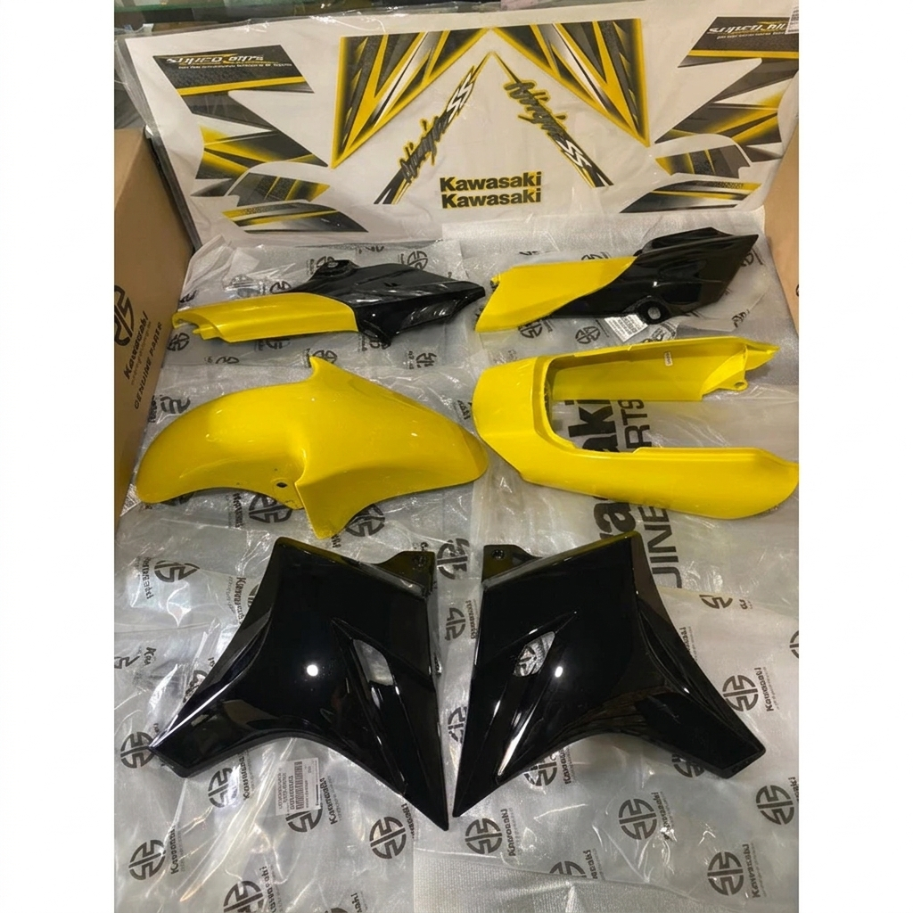 Paket Body Ninja R Set Cover Set Body Ninja SS Kuning Original ABS Kawasaki Ninja SS Cat Pabrikan
