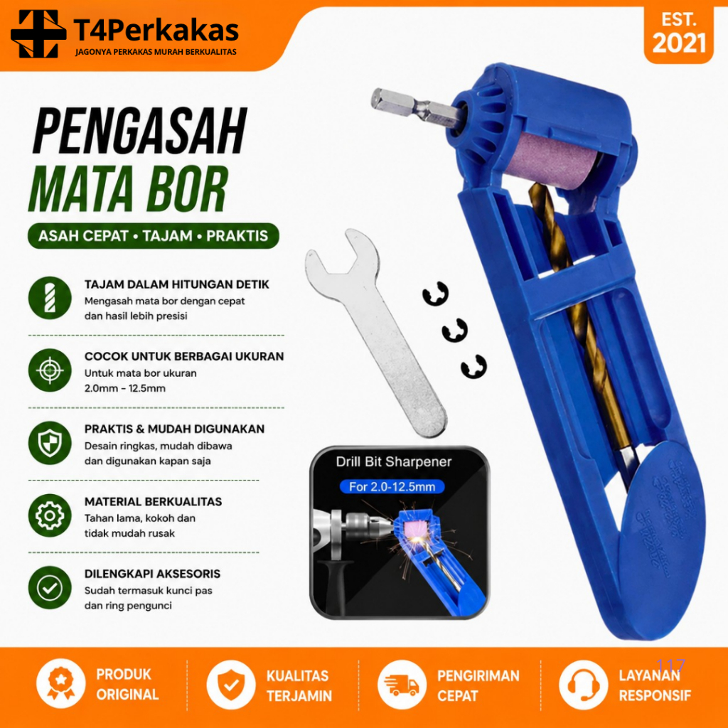Pengasah mata bor Drill Grinder alat asah mata bor tumpul aus patah Adapter mesin bor