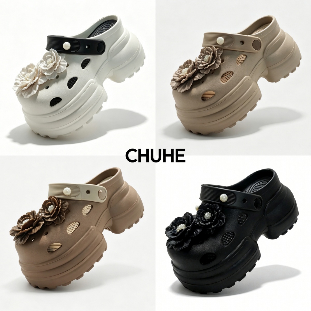 Sandal Wanita Baim Tinggi 7cm Dengan Aksesoris Korean Selop Sepatu Hak Eva Sandal Jelly Trend Fuji K