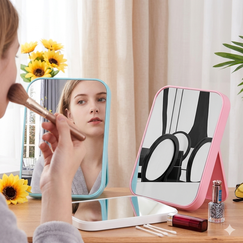 [DAPAT BOX Ya] Cermin Lipat Persegi Kaca Mini Persegi Aesthetic Cermin Kecil Portable Standing Mirro