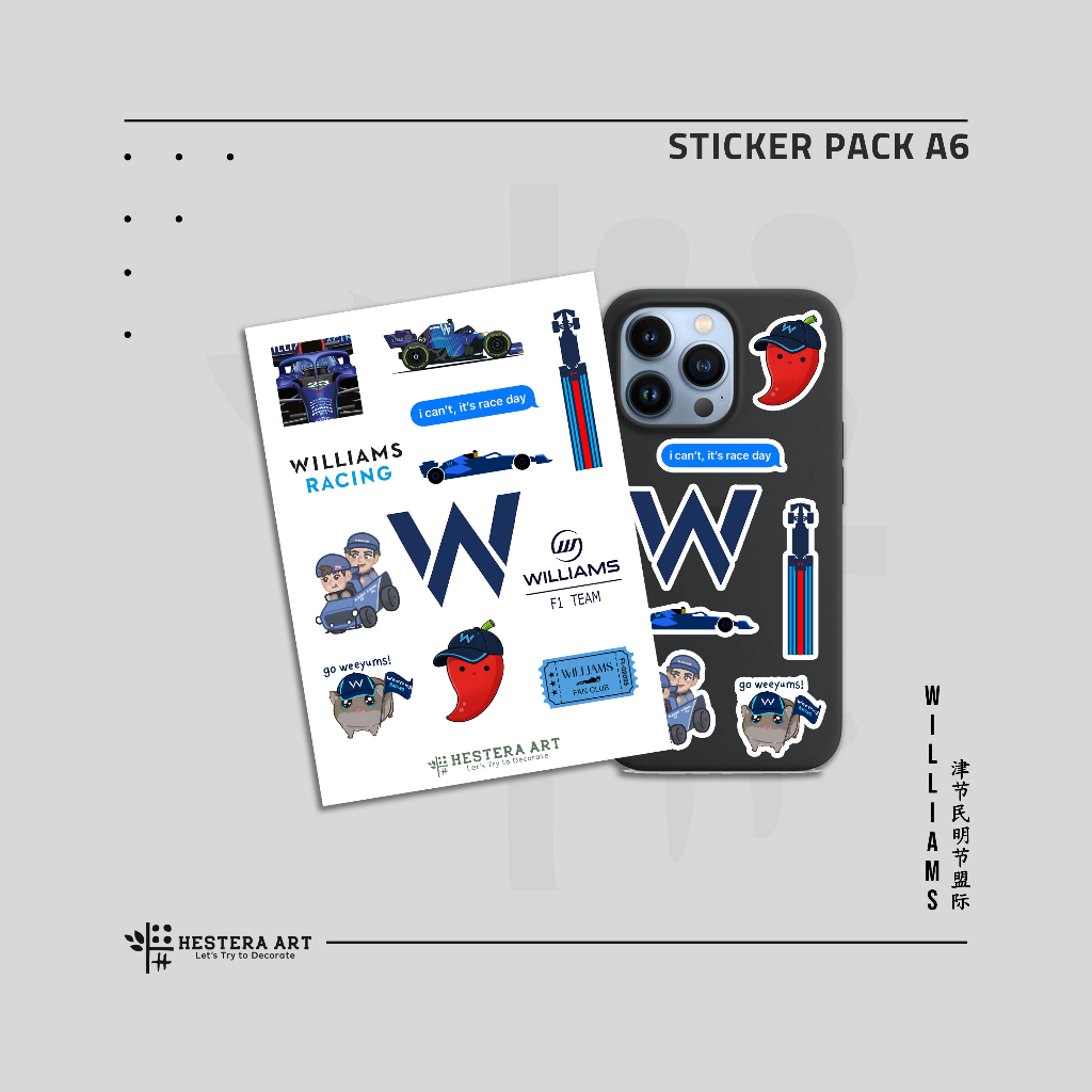 Stiker Pack A6 Kiss Cut F1 Sticker Vinyl Laminasi Doff Glosy | Stiker Williams
