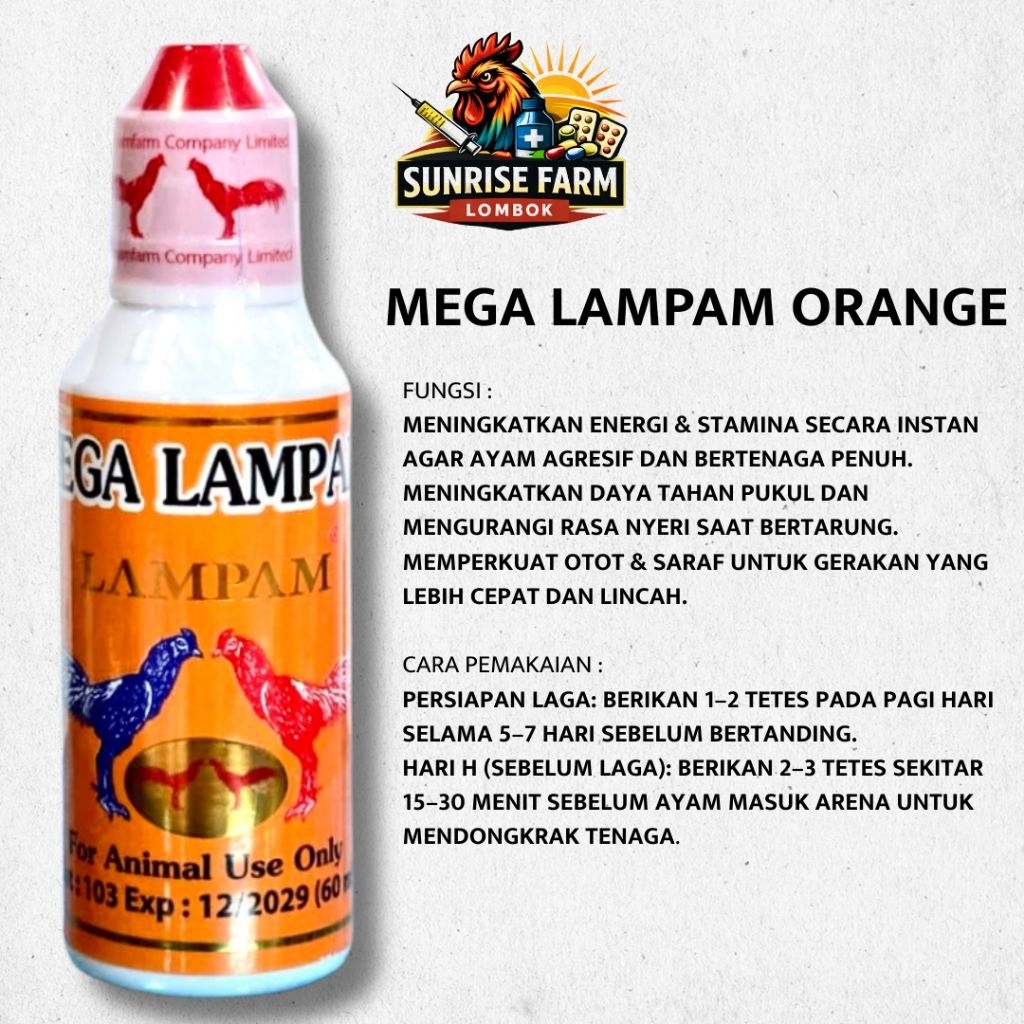 Mega Lampam Orange 60 ML penambah daya tahan dan stamina saat tanding / mega lampam original thailan