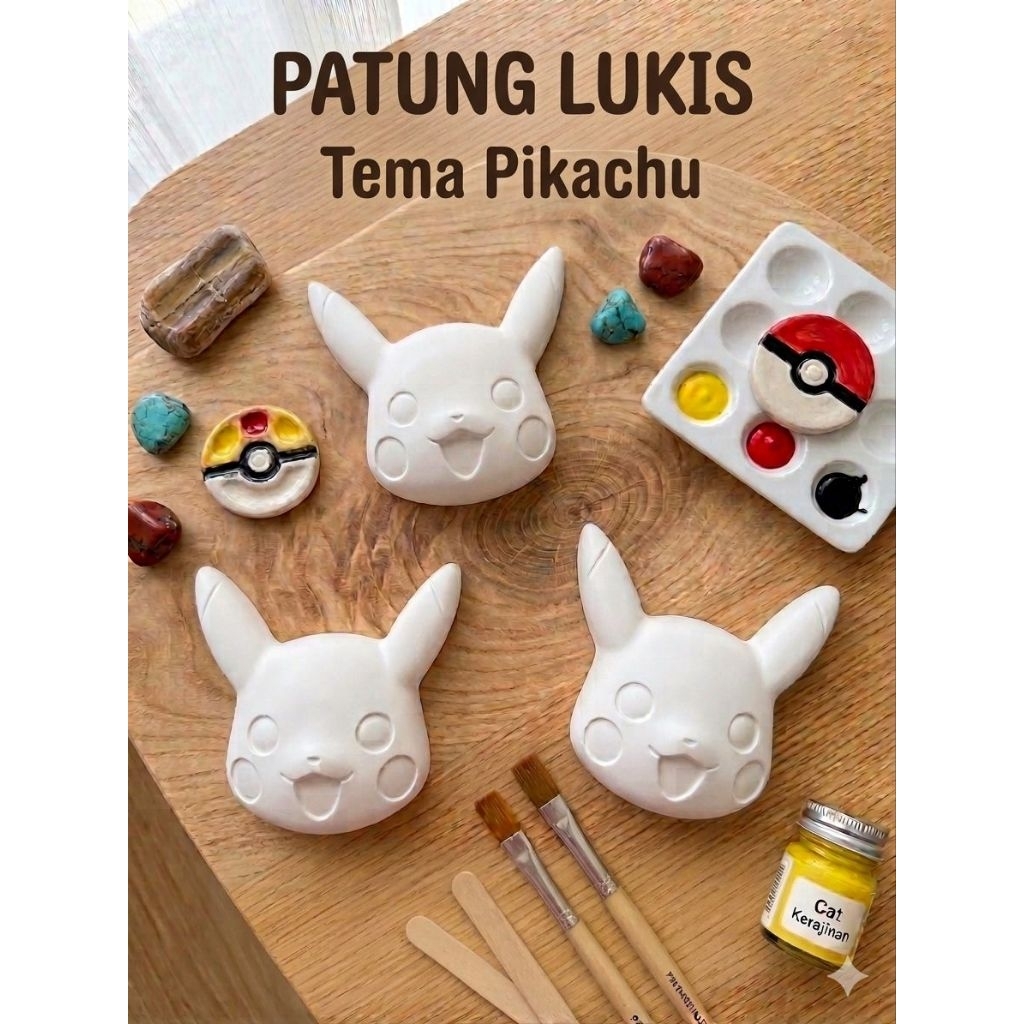 Patung Gipsum Pikachu/Patung Lukis/Patung Gypsum/Hampers Edukatif/Souvenir Anak/Souvenir Murah/Patun