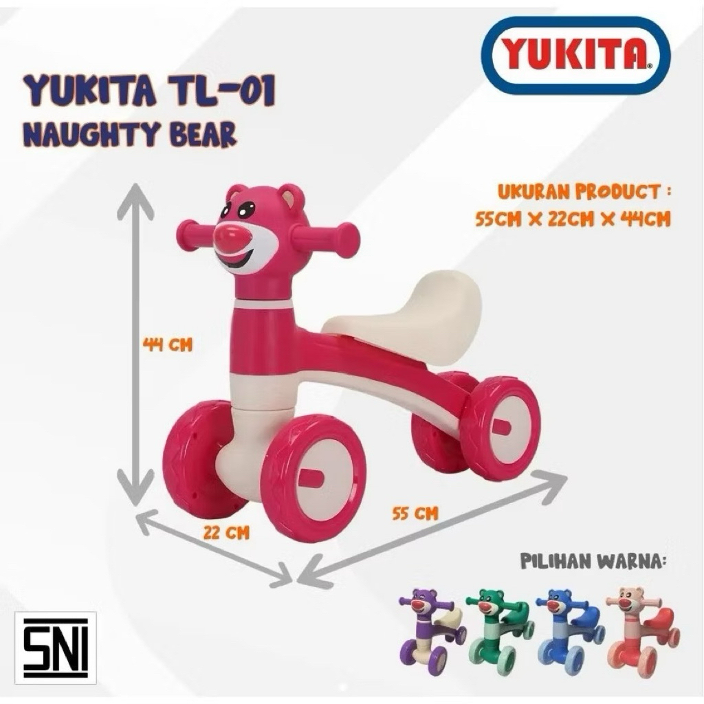 Sepeda Anak Roda 4 Naughty Bear Ride On Anak – Sepeda Dorong Anak 4 Roda