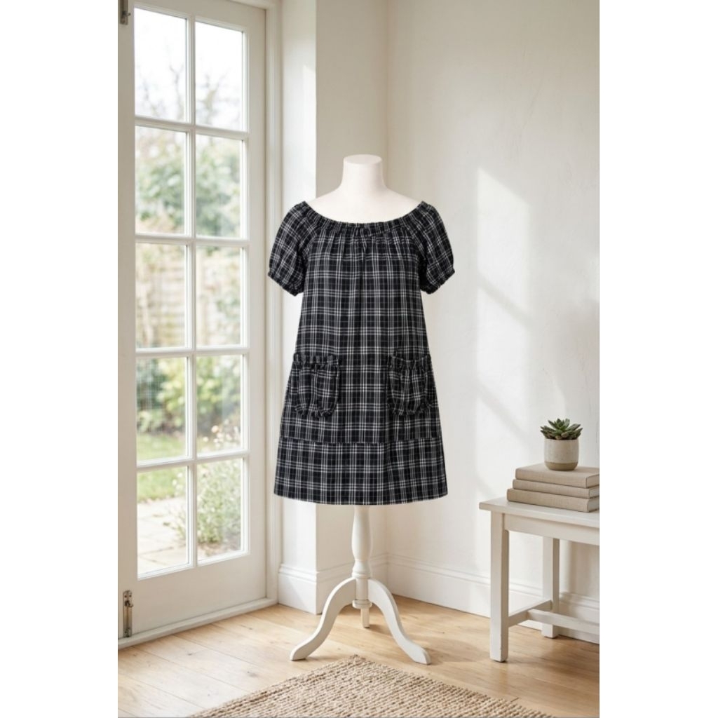 Marni Plaid Sabrina Mini Dress | Black & White Aesthetic