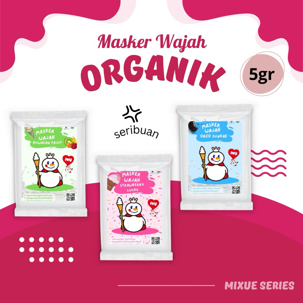 (5gr) Masker Organik BPOM Terlaris/Masker Wajah Anak/Face Mask Organic/Masker Wajah Murah