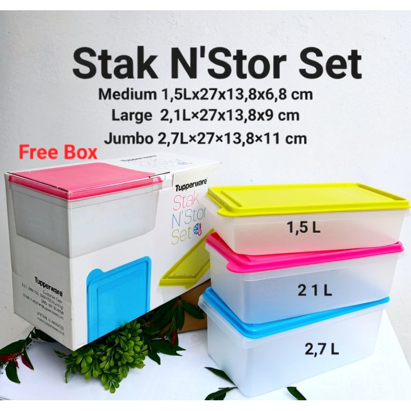 kontainer stak n stor set tupperware kotak di kulkas