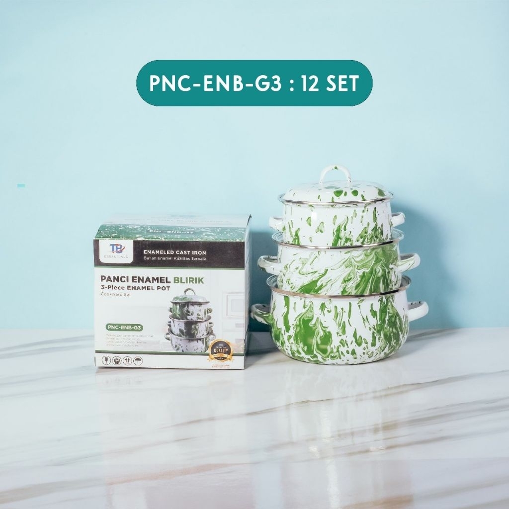 Panci Set 3 Pcs Lurik enamel blirik set motif jadul