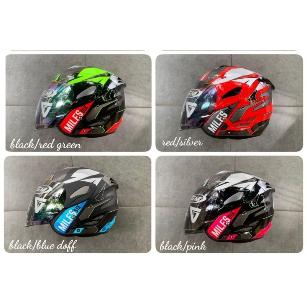 HELM GM HALFFACE FIGHTER MOTIF SIX MILES ORI SNI