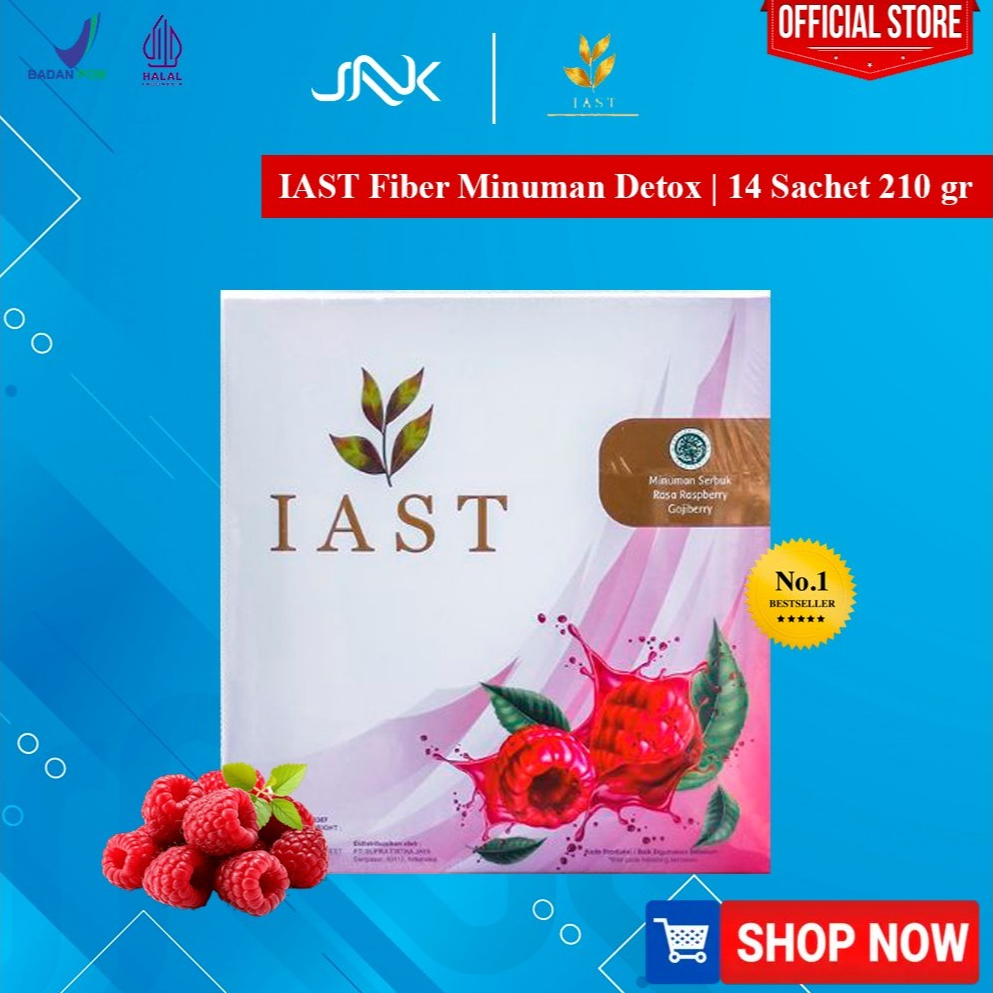 IAST Fiber 14 Sachet | Minuman Detox Pelangsing Alami Diet Lancar BAB dan Pemanis Stevia Raspberry