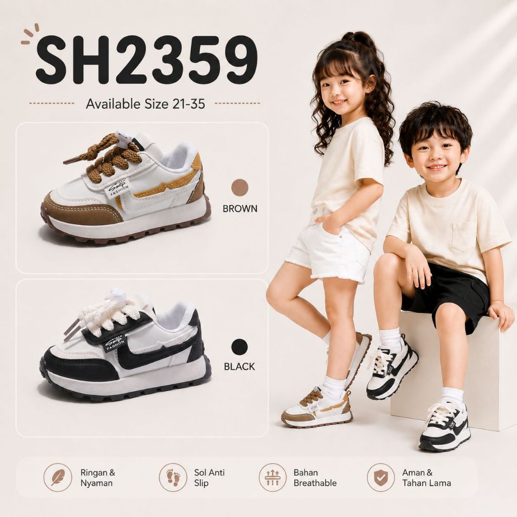 littlekiddoss SH2359 Sepatu Sneakers Anak Laki-Laki Perempuan GEVA Sepatu Kets Anak Ringan 21-30 1-5
