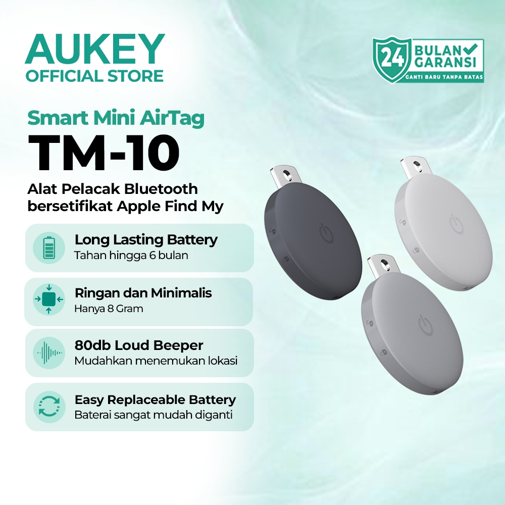 AUKEY Smart Mini AirTag Bluetooth Tracker untuk Apple Track Mate 1 Series TM-10