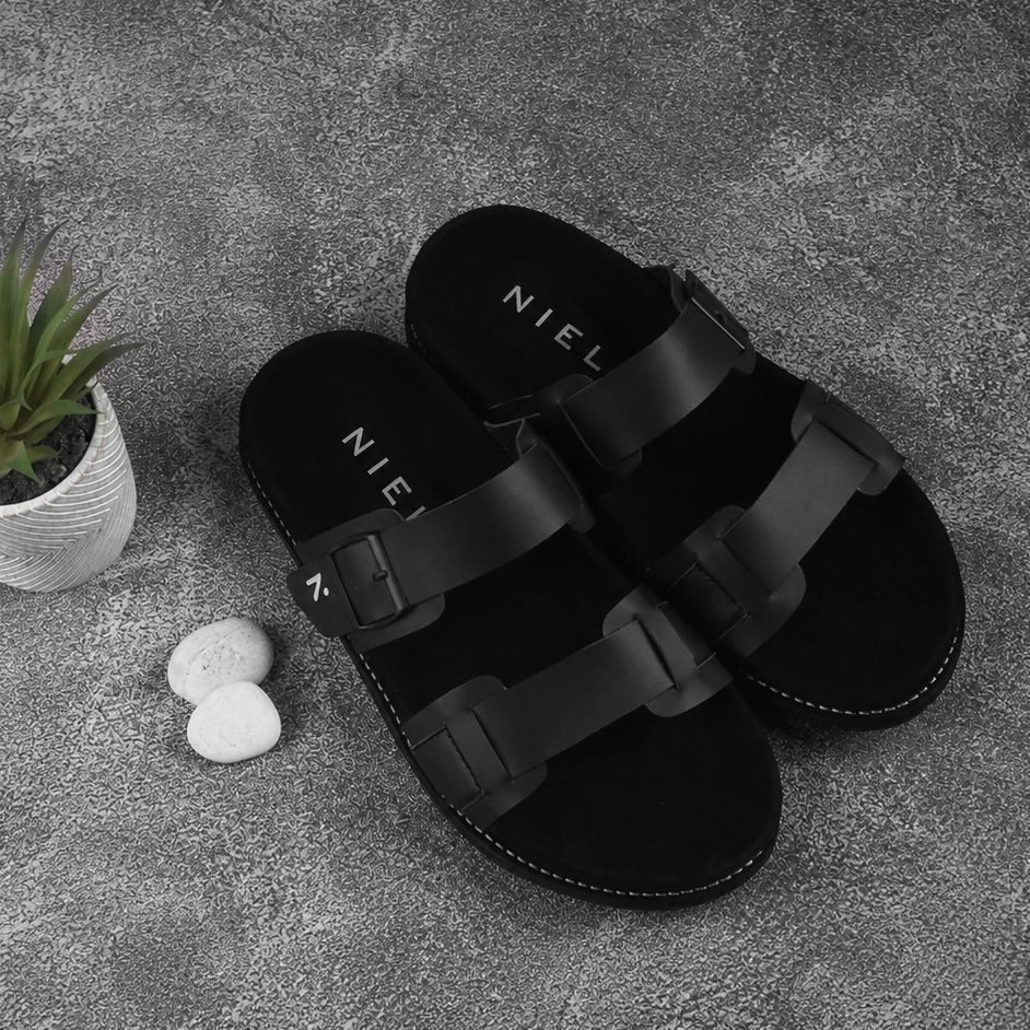 Niel Sandal Pria Sakala Slop Hitam