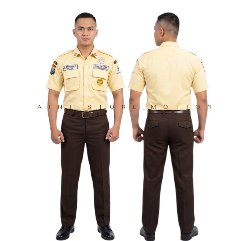 Baju Seragam Satpam Scurity Cream terbaru / Stelan PDL Terbaru Satpam