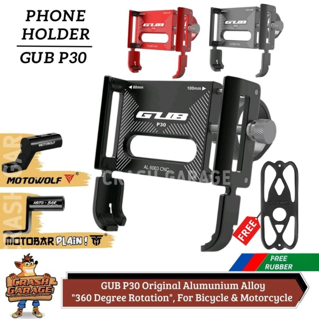 GUB P30 Phone Holder Hp Motor GUP P30 Original Dudukan Hp di Motor Tempat Hp di Motor Stand Holder H