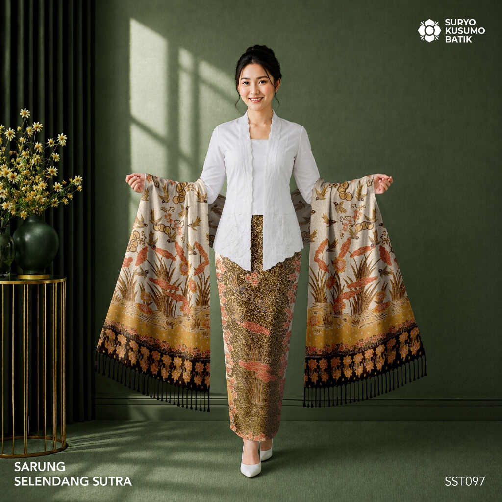 Suryo Kusumo Batik - Kain Batik Tulis Sarung Selendang Sutra Wanita  SLS5
