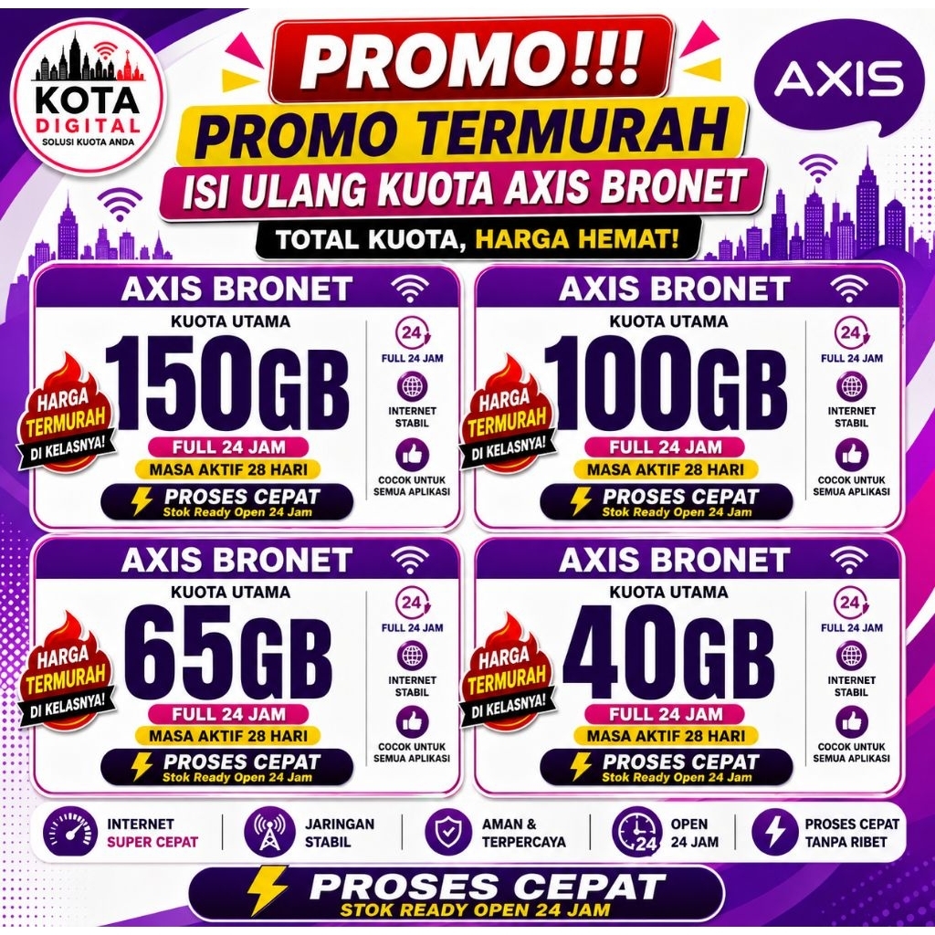 Kuota AXIS Bronet Murah Full Nasional Unlimited Terlaris Proses Cepat
