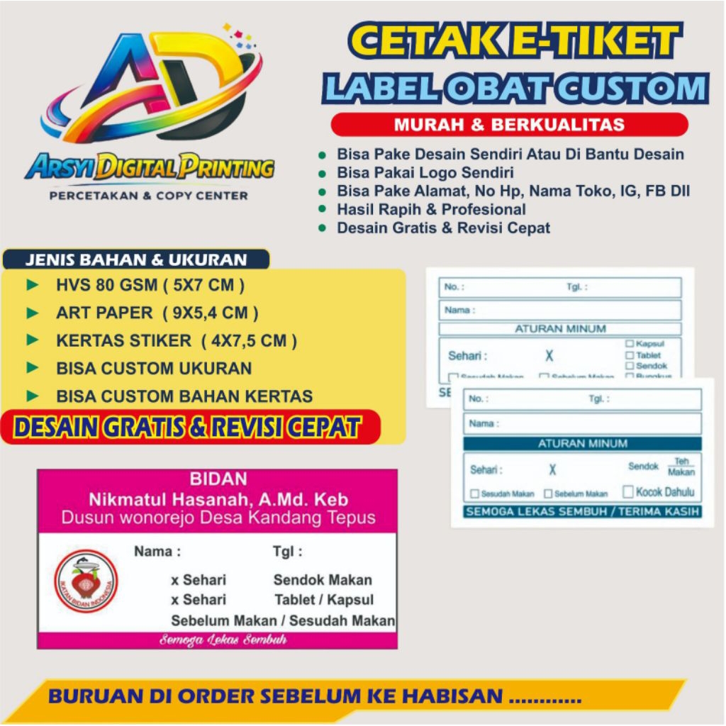 CETAK ETIKET LABEL OBAT CUSTOM