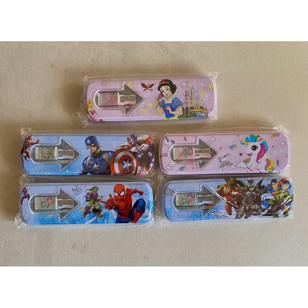(PCS) KOTAK PENSIL KALENG SET LPY99-16 / KOTAK PENSIL KARAKTER