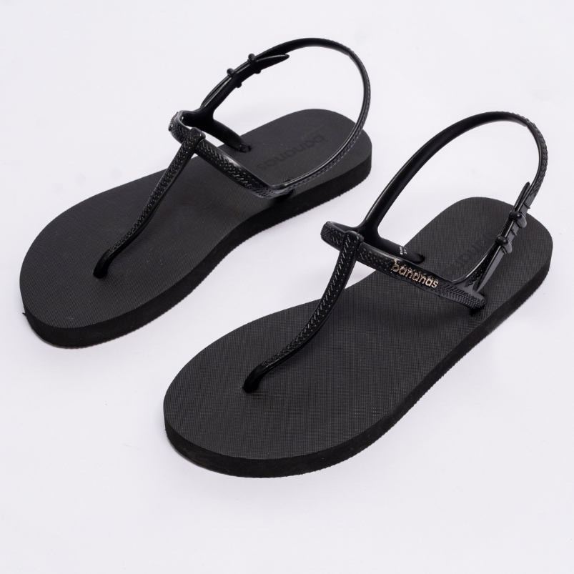 Bananas Slipper Sandal T-Strap Woman Black