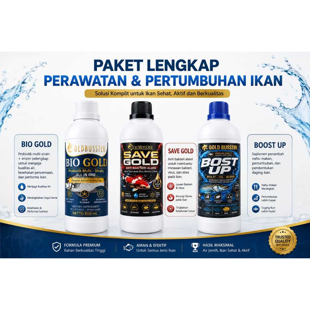 GOLD BUSSTER - BOST UP + BIO GOLD + SAVE GOLD , Paket lengkap perawatan & pertumbuhan ikan
