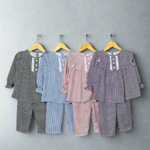 Zyara-Setelan Anak Perempuan Dhifa One Set Bahan Knit Mix Salur Katun Adem