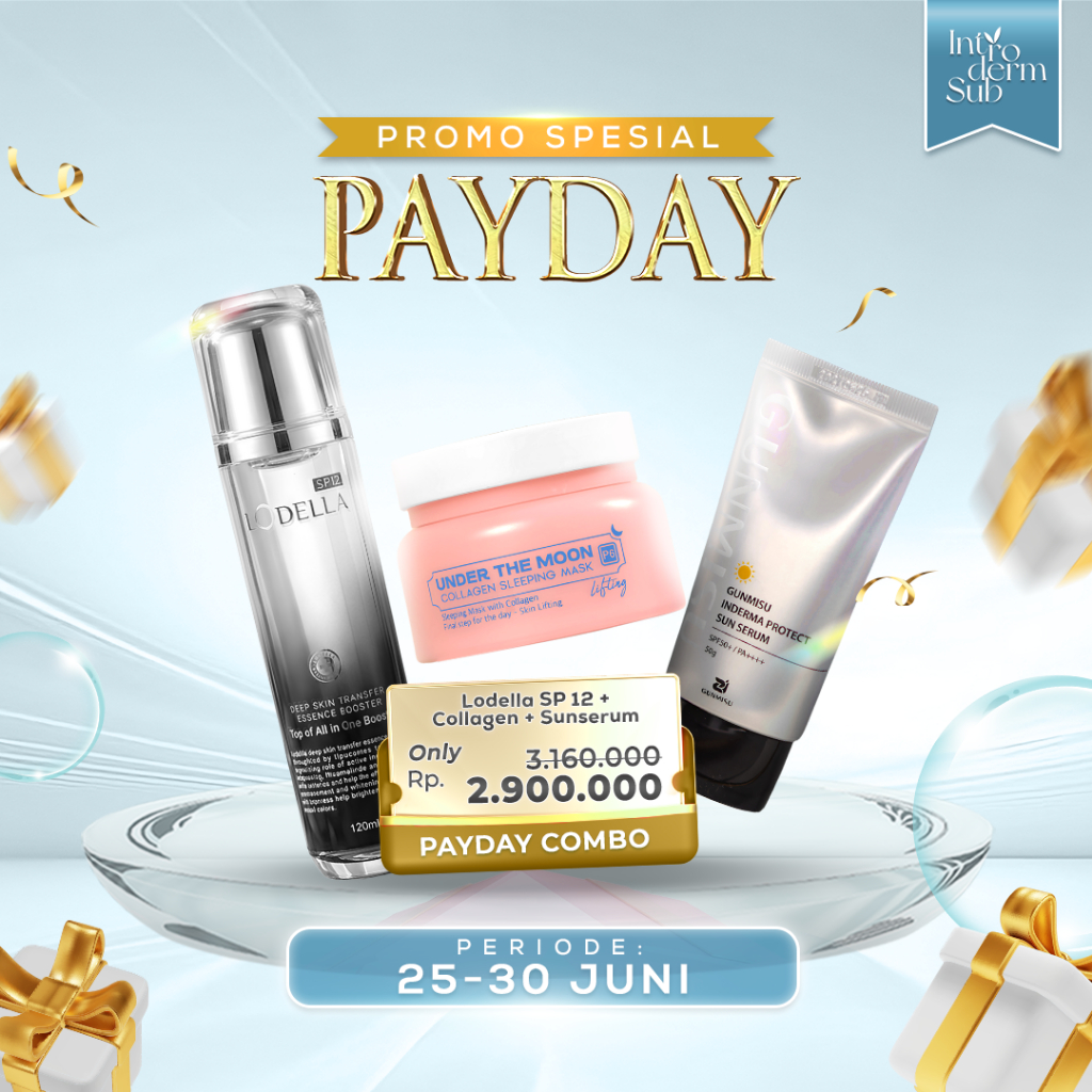 Bundling Skincare Antiaging Lodella SP12 Gunmisu Sun Serum SPF 50 Collagen Sleeping Mask
