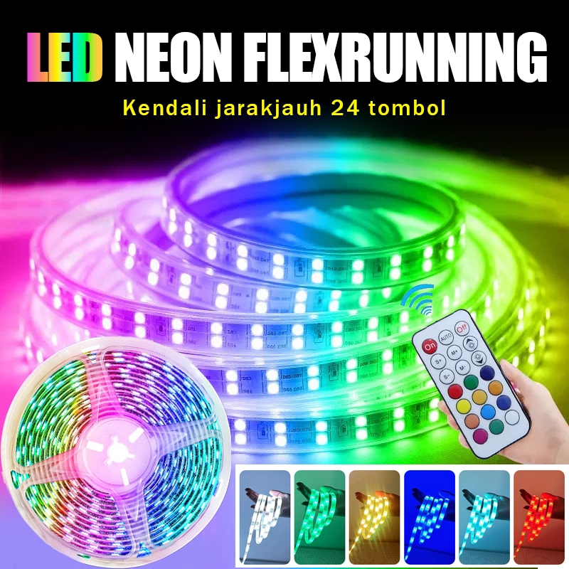 Lampu Led Neon Flex RGB Running 5/10M DC  Remot Control / Lampu Neon Flex Running Remote