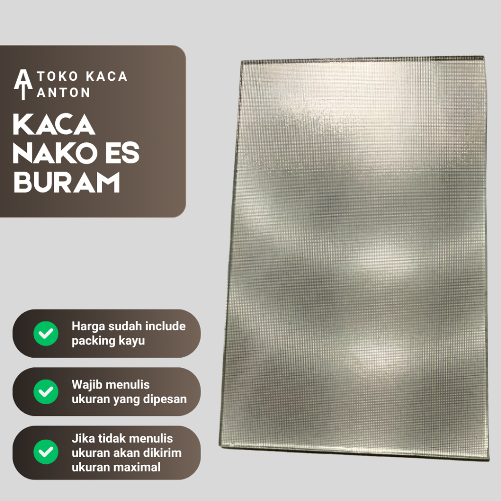 Kaca Nako Es Buram 5mm Lebar 15cm Custom Panjang Sesuai Kusen Kaca Frosted Jendela Nako