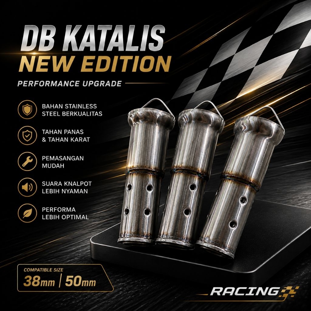 DB Katalis New Edition Stainless Premium 38mm Peredam Suara Knalpot Motor