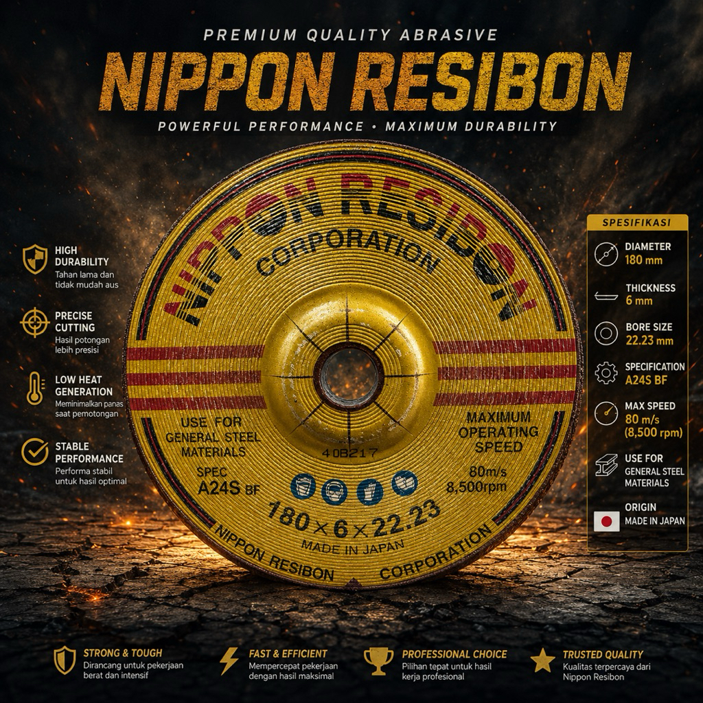 NIPPON RESIBON Mata Gerinda Poles 7inc A24SBF NIPPON RESIBON ORIGINAL Batu Gerinda Poles 7inch Batu 