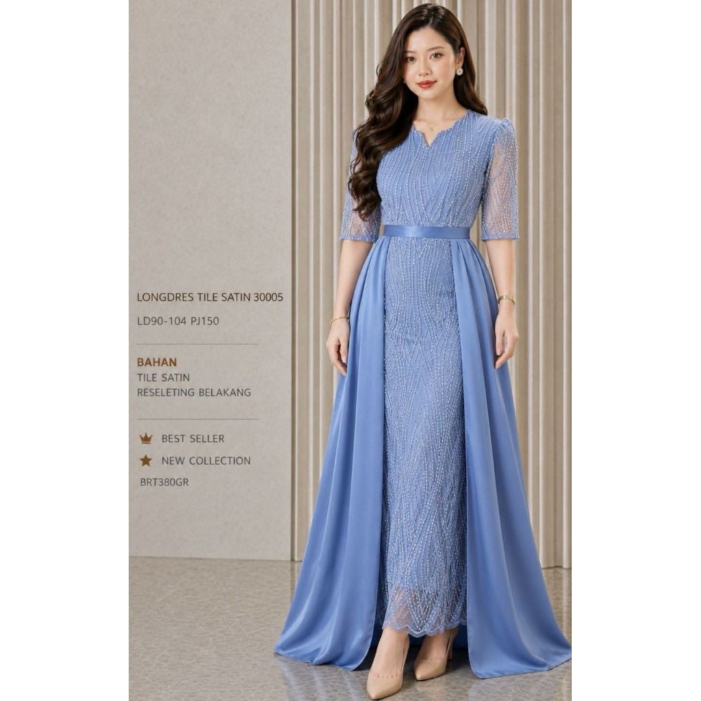LONG DRES BROKAT TILE MIX SATIN BKK