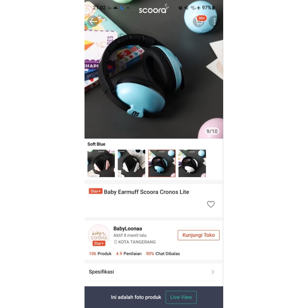 Scoora Cronos Lite Baby Earmuff preloved- Perlindungan Suara, Desain Ringan, Warna Menarik