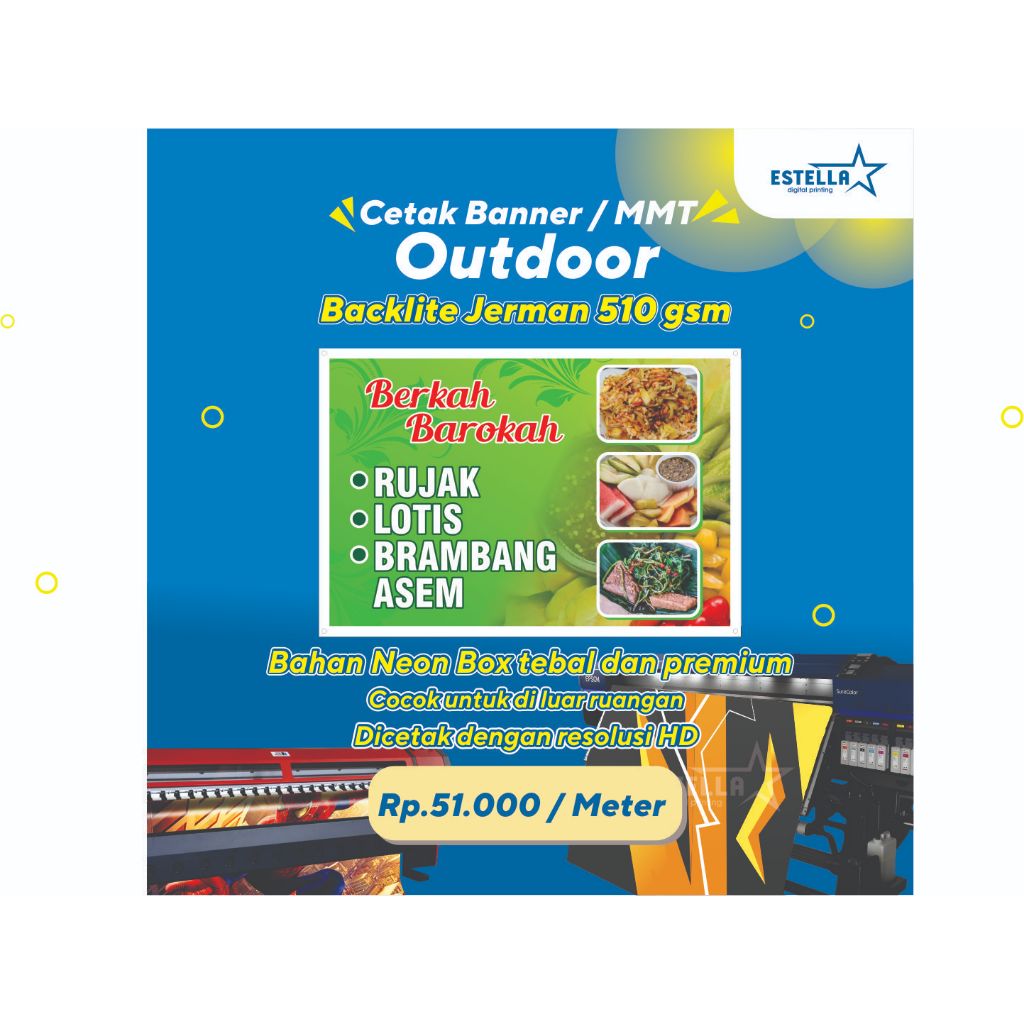 Cetak Spanduk Banner Costume | Backlite Jerman 510g | 1 hari jadi