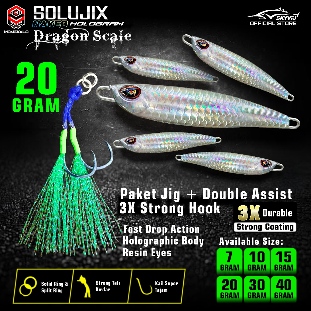 Umpan Pancing Laut Pinggiran 20g Mongkalo SOLUJIX Metal Jig 20gr Microjig 20 Gram
