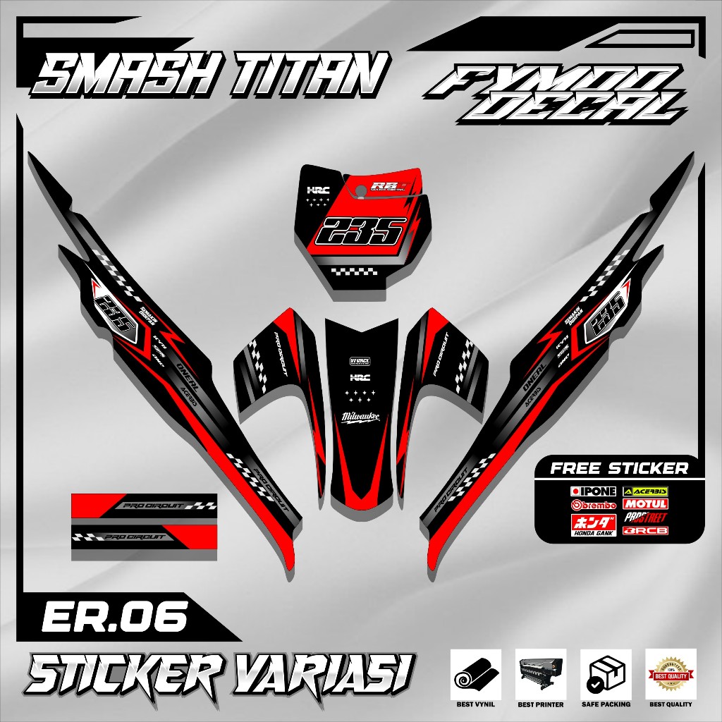 (NEW) STICKER DECAL STRIPING RBT HONDA SMASH TITAN 155 CUSTOM SUPERMOTO TERBARU KODE 26.06