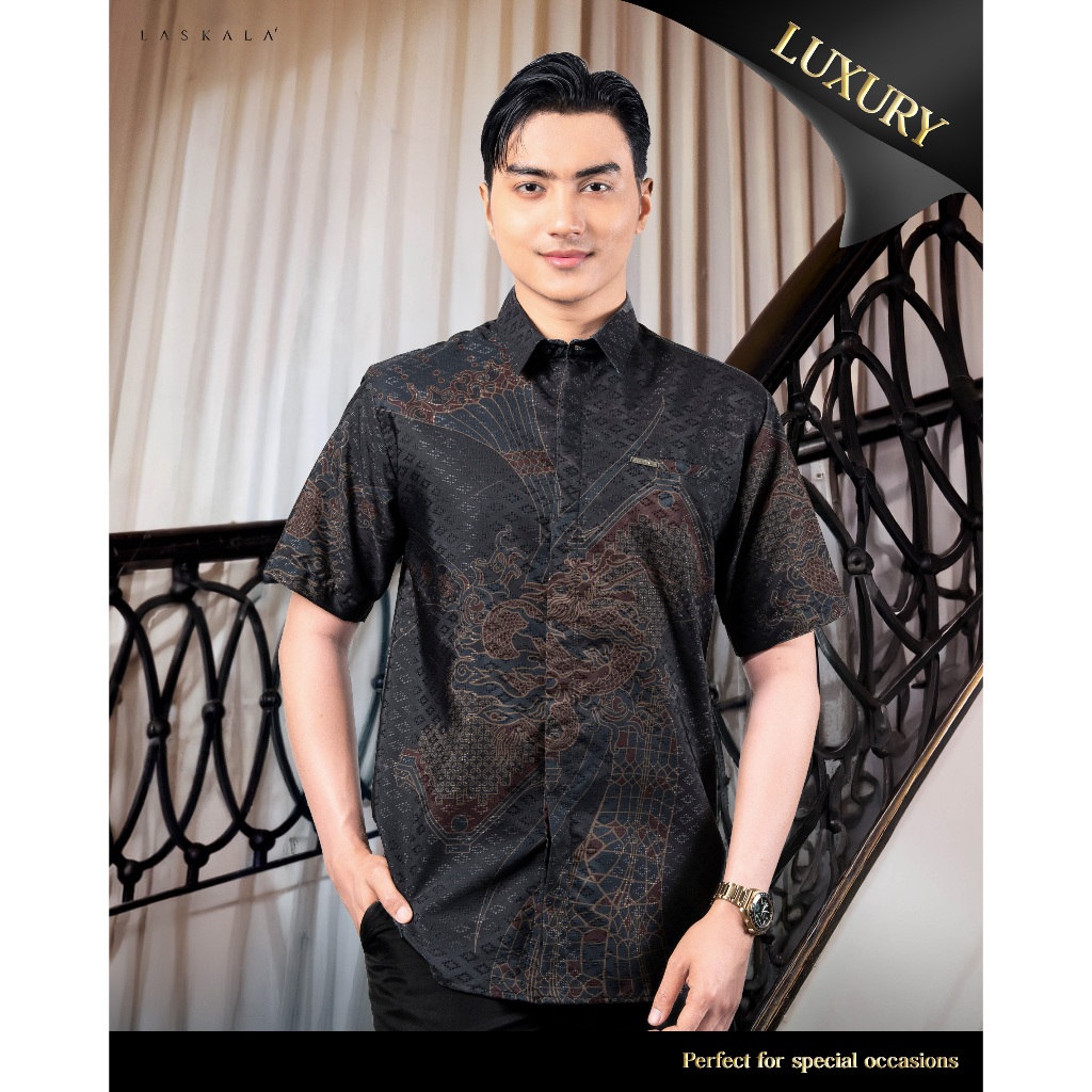 Laskala Batik Premium Kauman Kemeja Batik Pria Slimfit Lengan Pendek