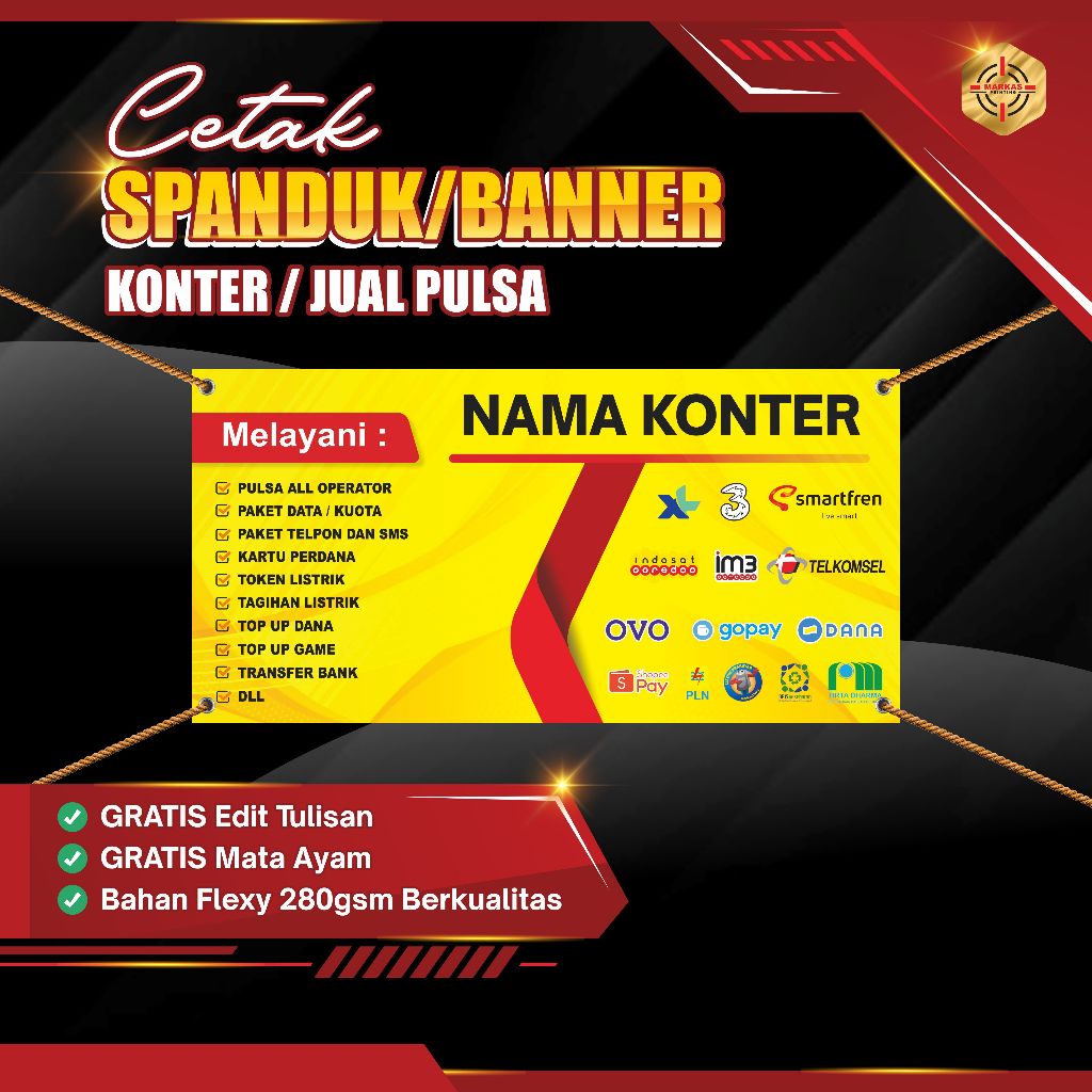 Banner Konter / Spanduk Konter Pulsa / Banner Warung Pulsa