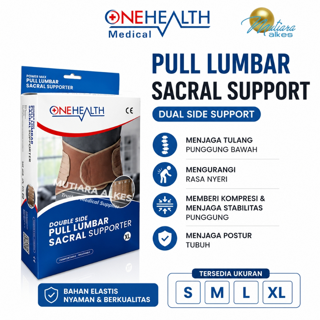 OneHealth Korset Lumbar Sacro Double Side Support Penyangga Pinggang Saraf Kejepit - MUTIARA ALKES