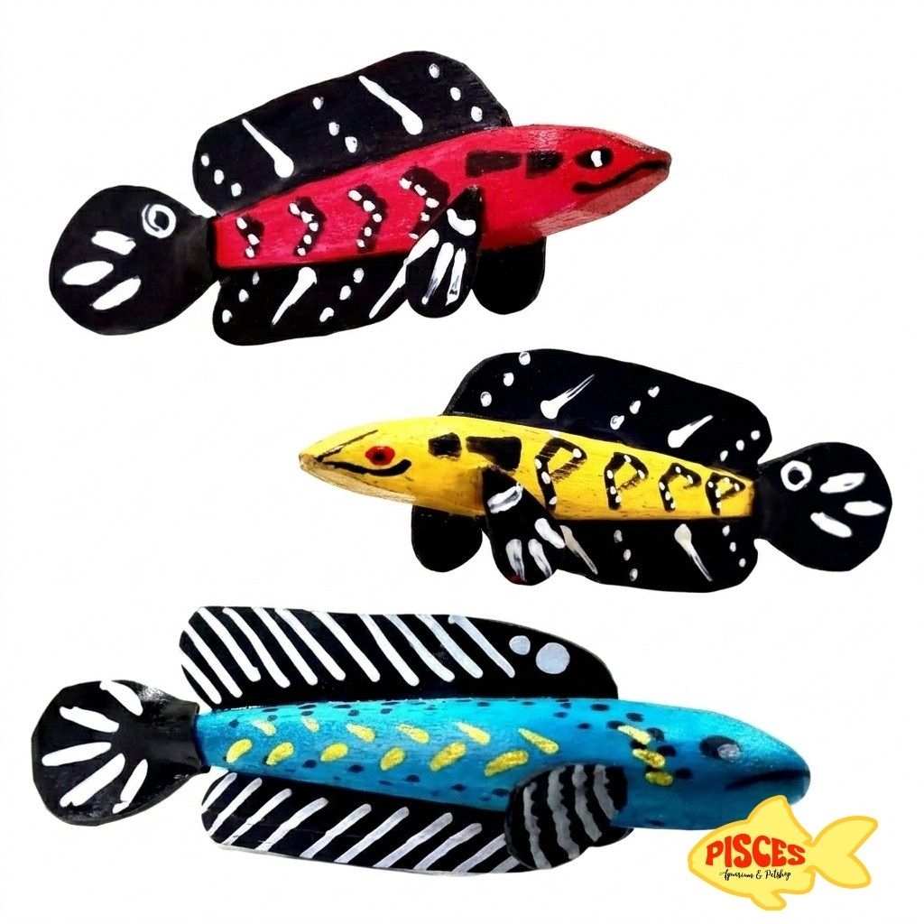 Patung Ikan Channa Mini 14cm Dekorasi Aquarium Hias Replika Gabus Hiasan Akuarium