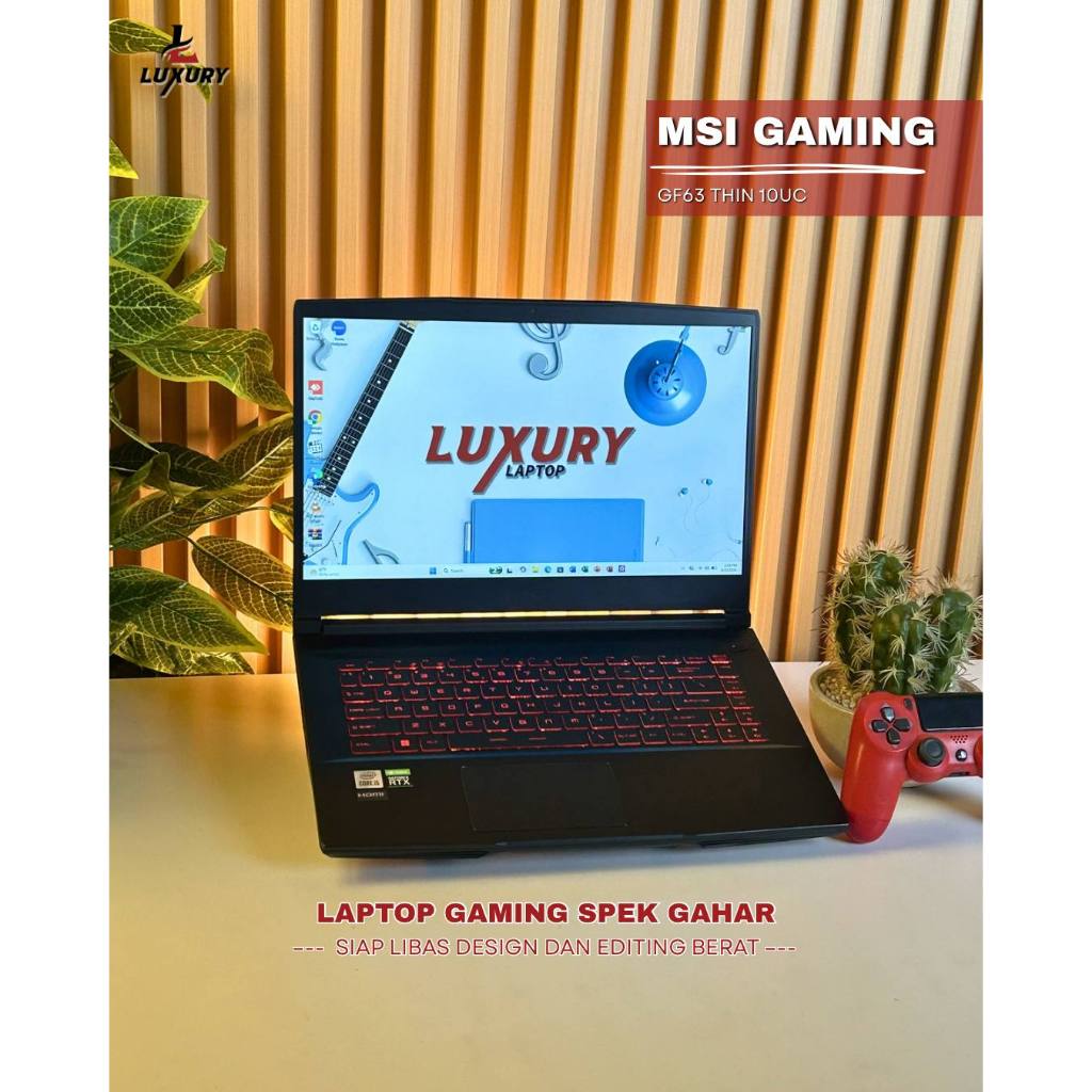 LAPTOP GAMING MSI GF63 THIN 10UC 12TH CORE I5 NVIDIA GEFORCE RTX 3050 SSD 512GB RAM 8GB BACKLIGHT SE