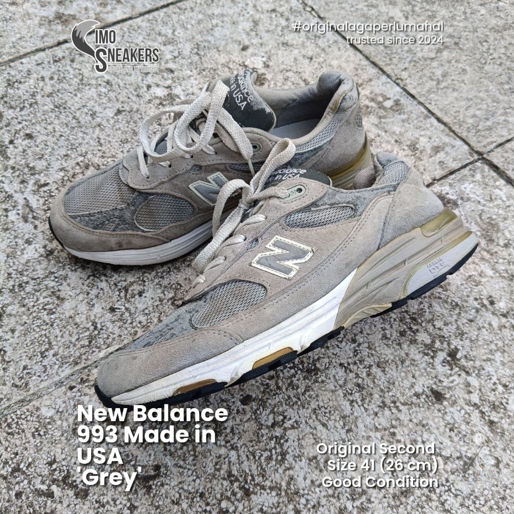 New Balance 993 Made in USA Abu-abu Sepatu Sneakers Original