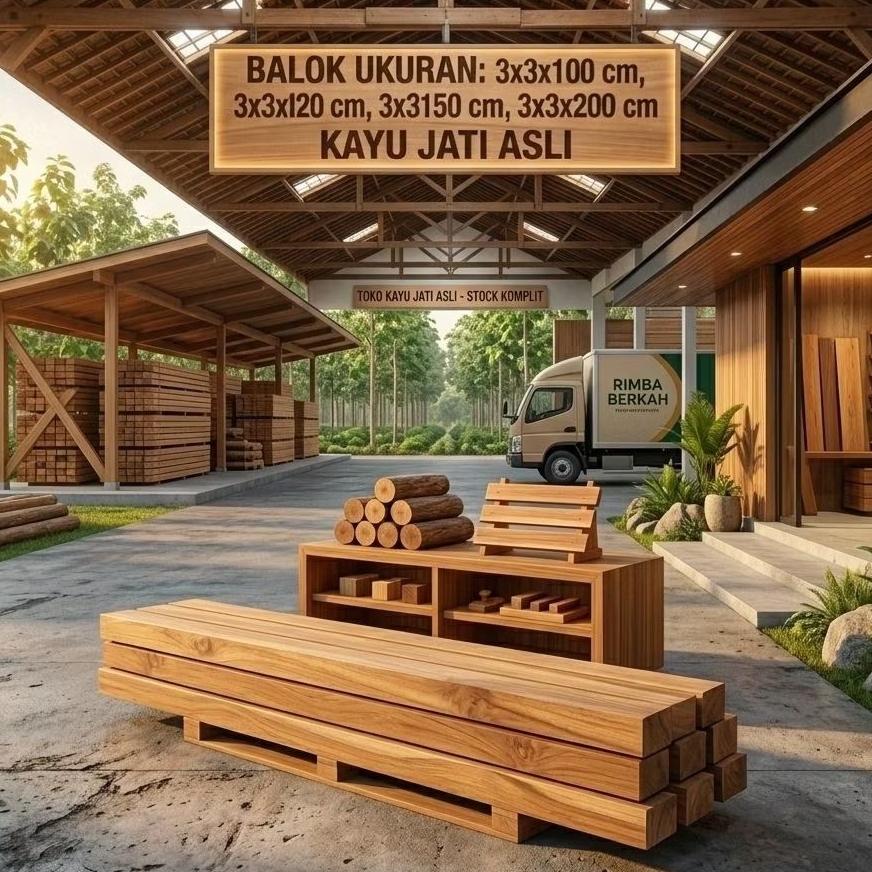 balok kayu jati asli