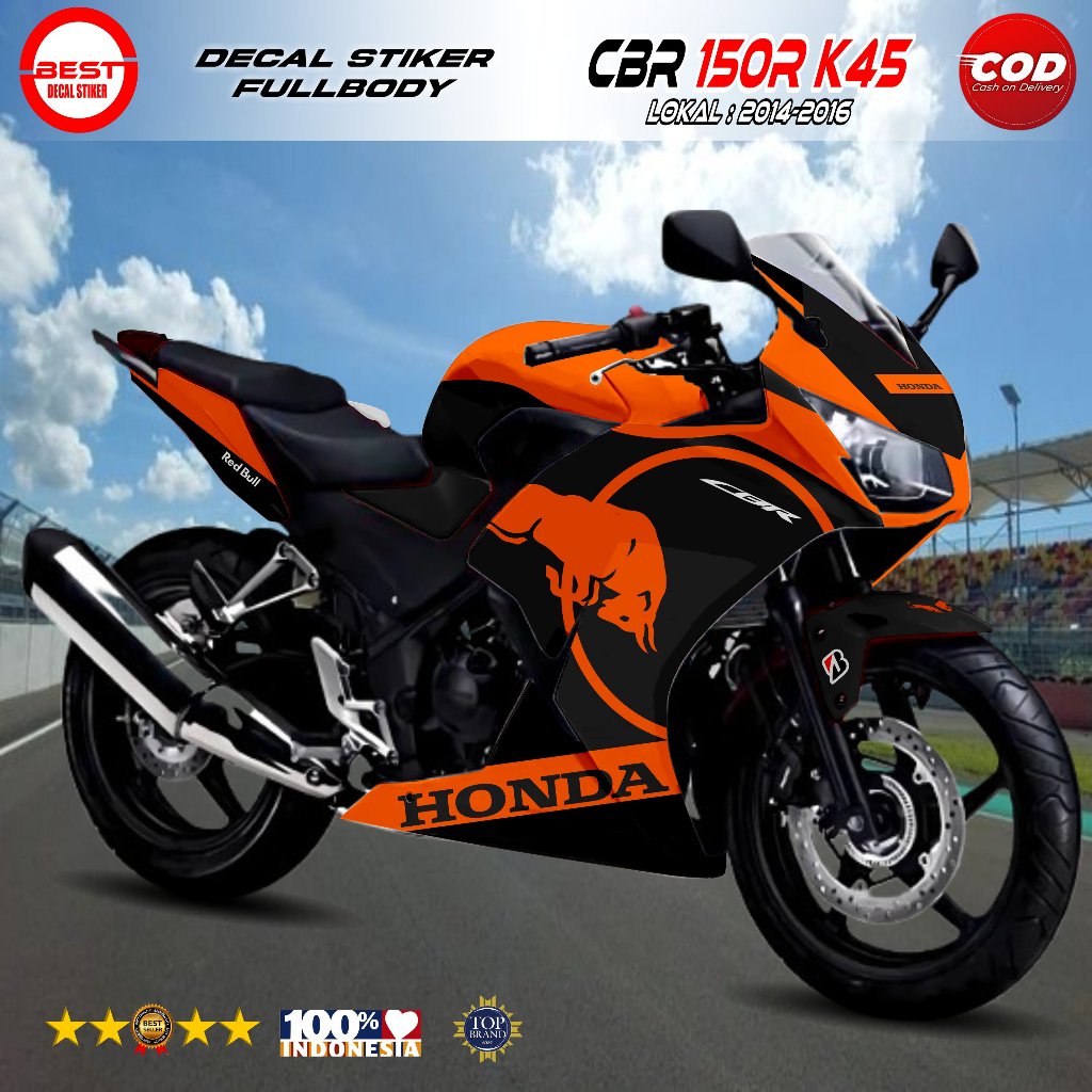 Decal CBR 150R K45A LOKAL Fullbody Hitam - Stiker CBR K45A LOKAL Fullbody Desain Redbull Racing
