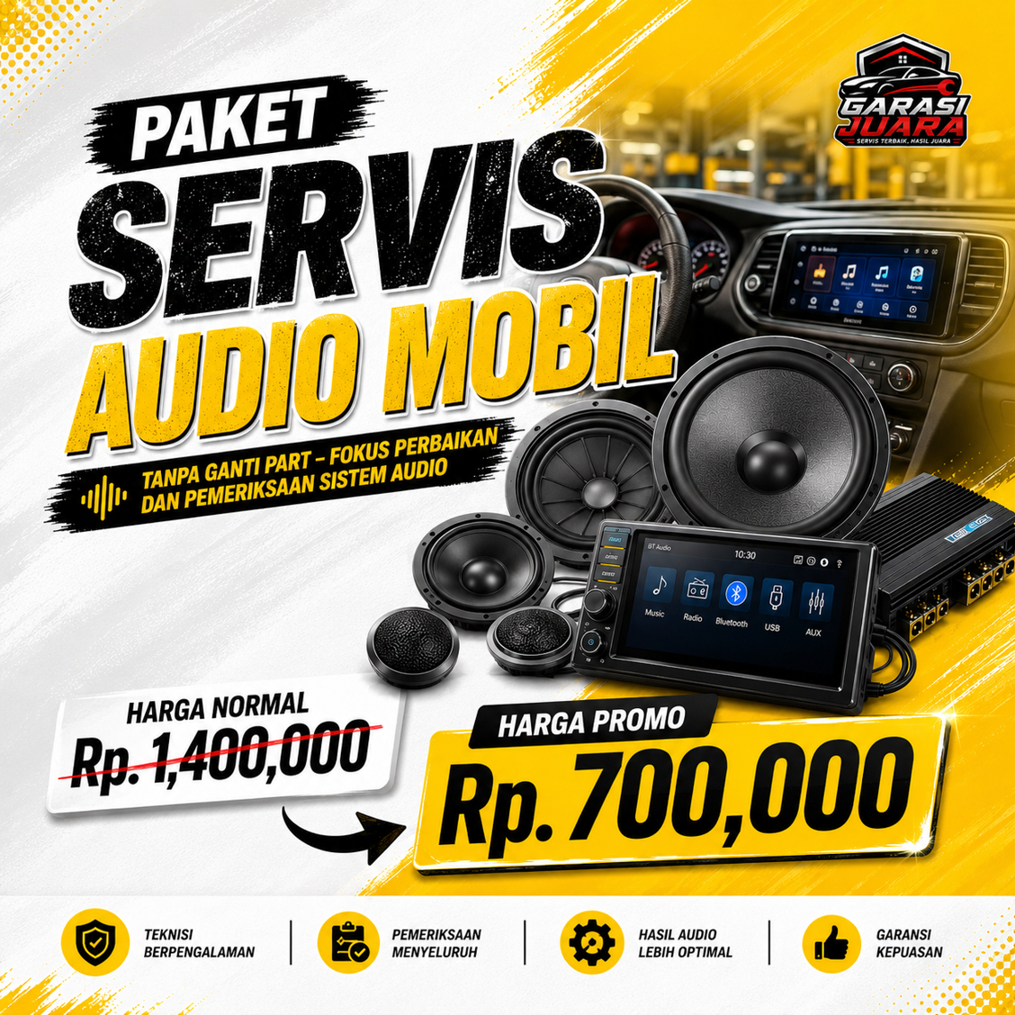 Promo Paket Servis Audio Mobil Murah | Audio Mobil Tidak Jernih, Speaker Mati, Amplifier Bermasalah,