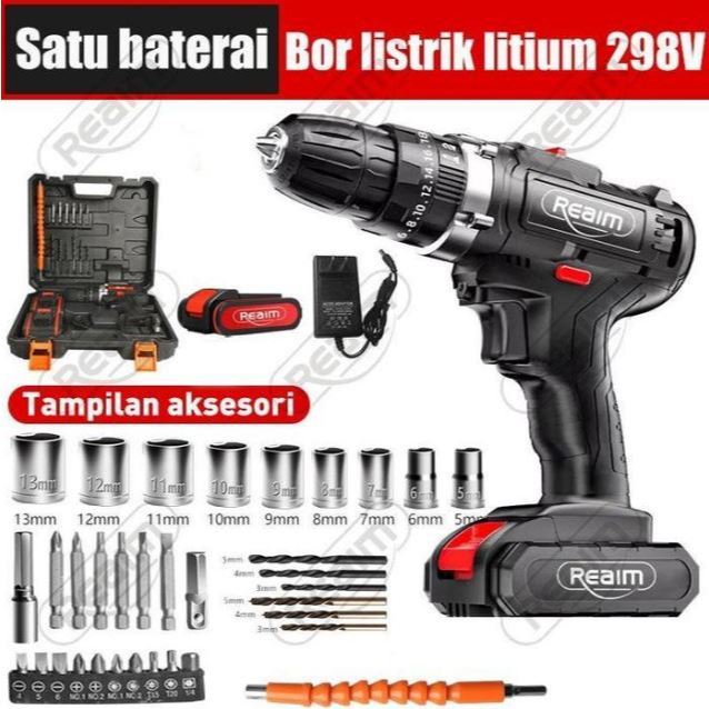 Krisbow Modern - Reaim 298Vf Bor Mesin Bor Bor Baterai Bor Listrik Bor Tanpa Kabel Mesin Cordless