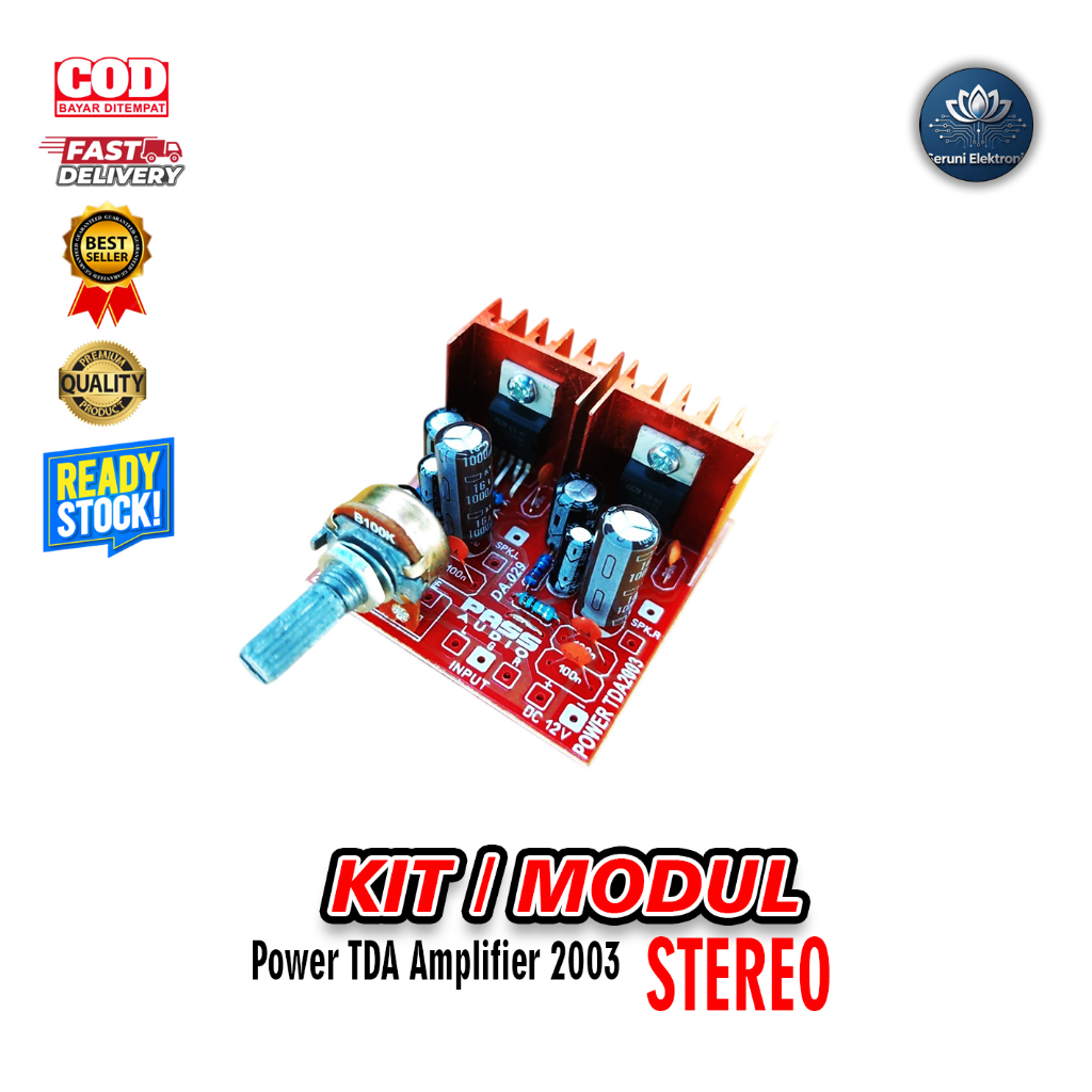 Kit Power Amplifier Speaker Aktif Stereo TDA 2003 12V DC / KIT TDA 2003 STEREO