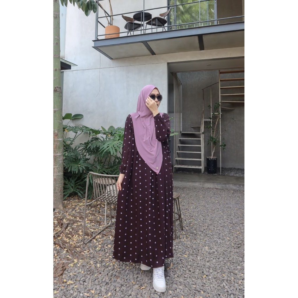 GAMIS BASIC RAYON POLKA BY ZAFEETRI (GAMIS SAJA) // GAMIS SYARI RAYON MOTIF POLKADOT